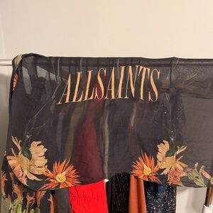 All Saints Black Floral Scarf